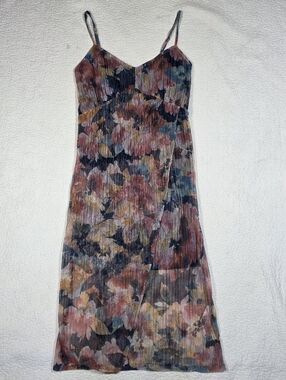 Charlotte Russe Navy Blue Pink Floral Faux Wrap Shimmer Sparkle Dress